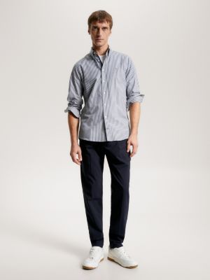 Camisa listrada de sarja com corte slim