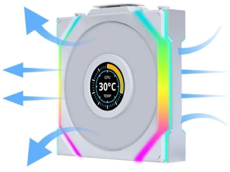 Lian Li PC-Lüfter UNI FAN SL 120 Reverse Blade 3er-Pack Wireless LCD Lüfter Inklusive Controller zum Steuern der Drahzahl, Lichteffekte und des LCDs