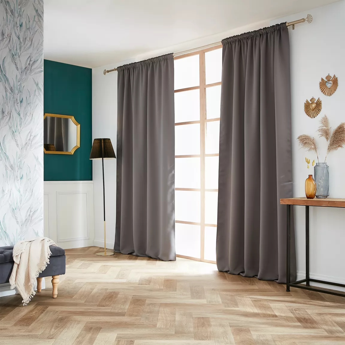 Rideau obscurcissant galon fronceur (140 x 260 cm) Dark Gris anthracite