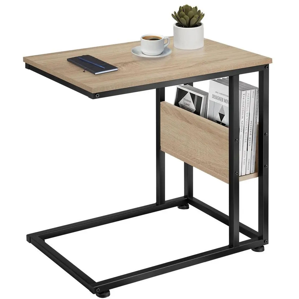 tectake Bijzettafel Wigan 55x36,5x60cm, Industrieel Licht Hout, Eiken Sonoma