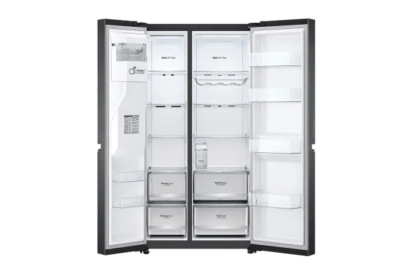 LG GSLV71MCLE - Køleskab/fryser - side-by-side med vanddispenser, isdispenser - Wi-Fi - bredde: 91.3 cm - dybde: 73.5 cm - højde: 179 cm - 635 liter - Klasse E - matsort stål