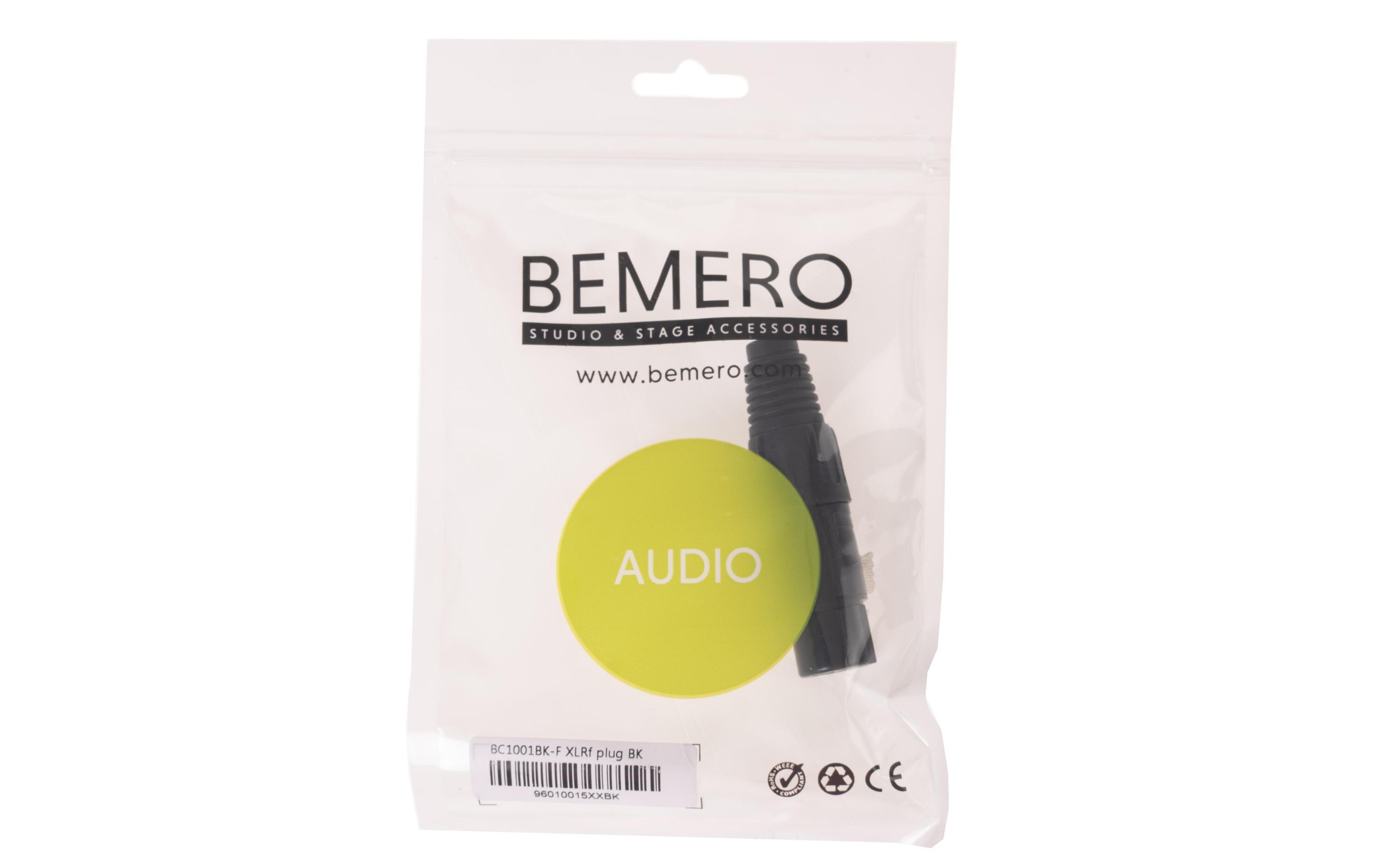Stecker BC1001BK-F 3-Pol XLRf female Stecker schwarzHochwertiger und robuster Bemero XLR-Stecker