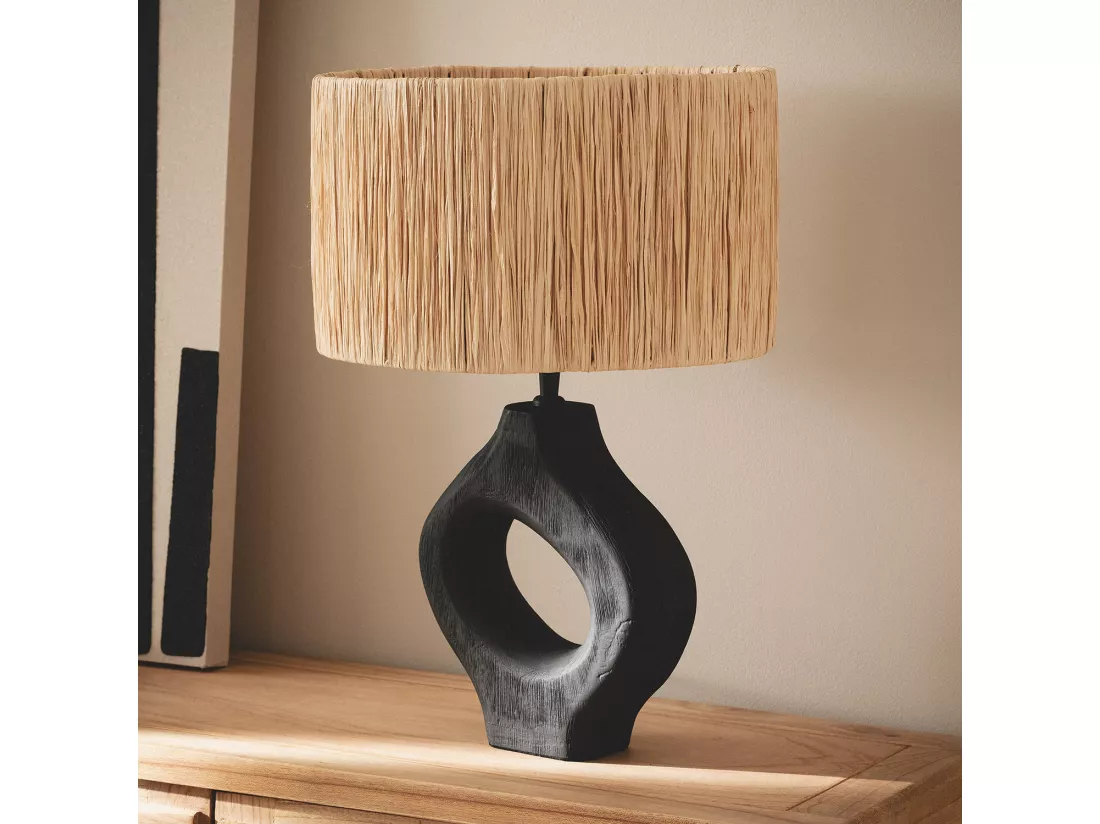 Lampe à Poser en bois Dhara ILUZZIA Naturel