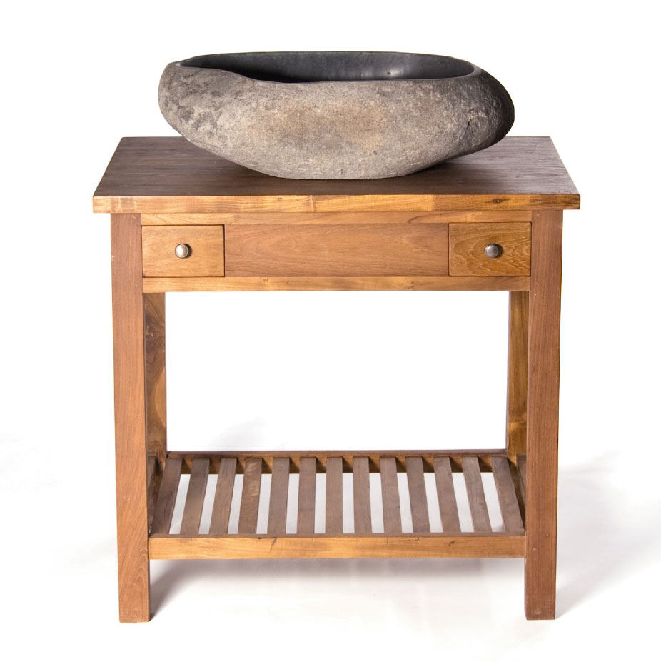 Waschtisch aus recyceltem Teak, braun, L 60 cm, B 80 cm, H 75 cm von fischer's lagerhaus