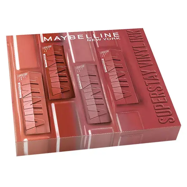 Maybelline New York Superstay Vinyl Ink Nude Shock - Conjunto com 4 batons líquidos.