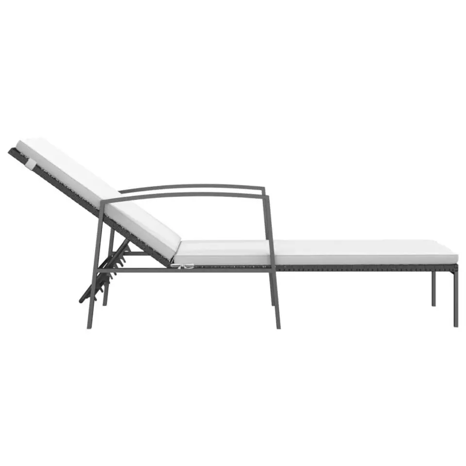 vidaXL - Ligstoel - Zwart - Poly rattan