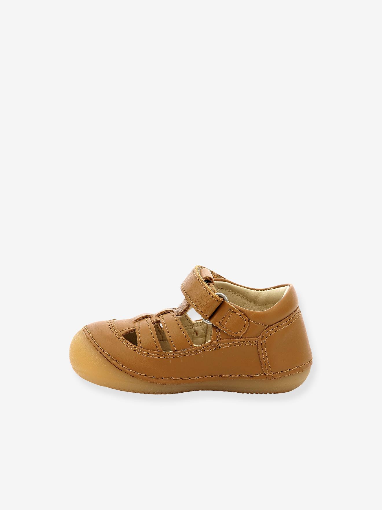 Sandálias de couro para bebê Sushy Original Softers KICKERS®, azul escuro liso