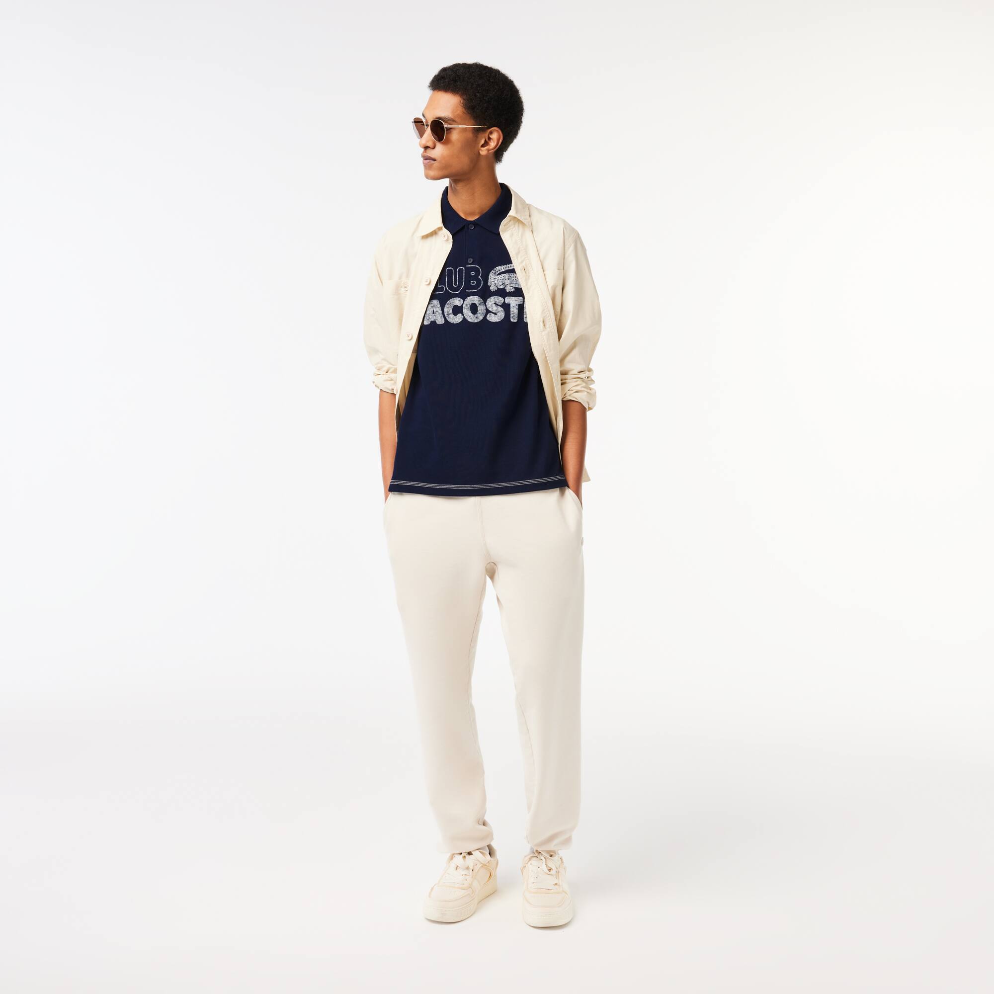 Polo homme Lacoste imprimé en coton biologique Manches Courtes - Bleu - Lacoste - Homme