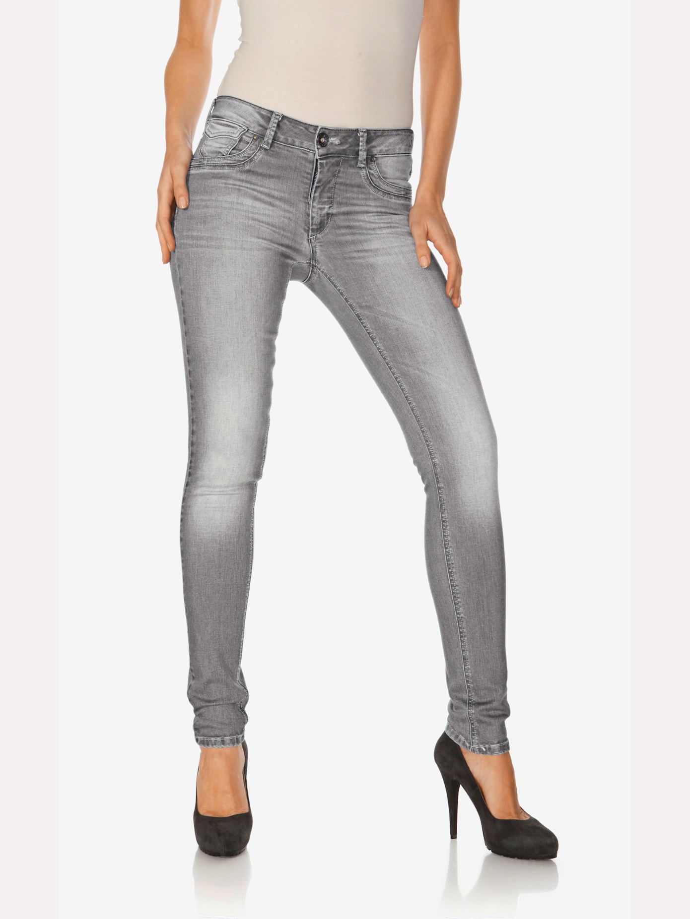 Jeans effet ventre plat coupe skinny tendance