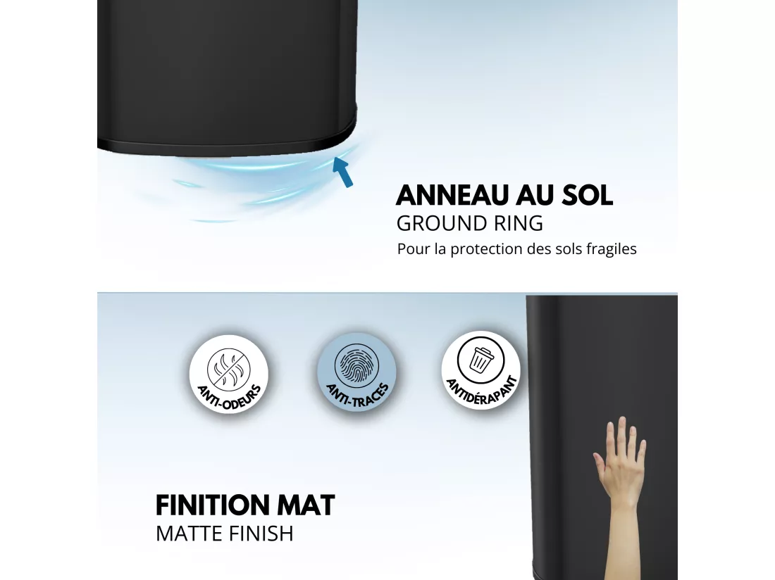 Poubelle de cuisine automatique LOGAN Noir Acier inoxydable 58 L
