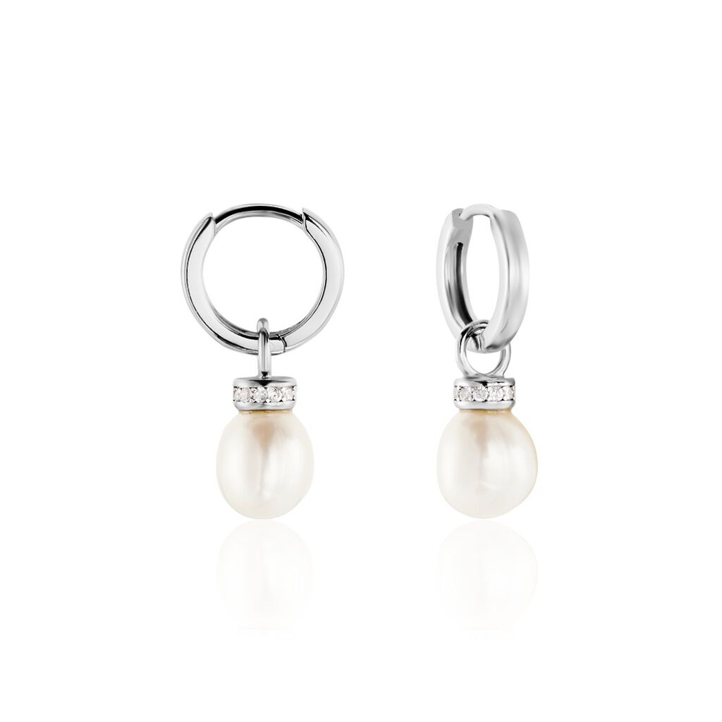 Boucles D'oreilles Pendantes Argent Blanc Iribert Perles De Culture