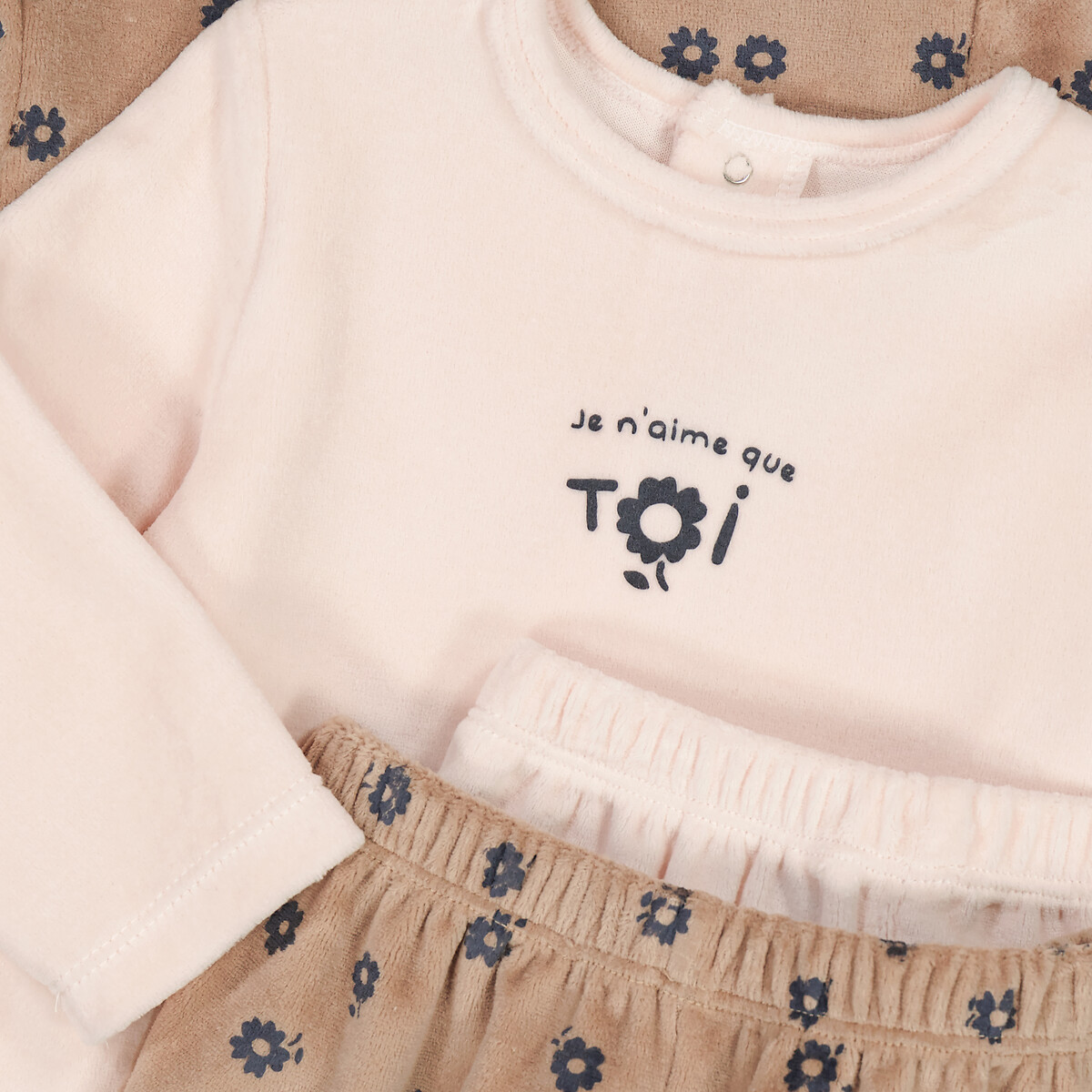COLEÇÃO LA REDOUTE<br>Conjunto de 2 pijamas de veludo, 2 peças, estampa floral