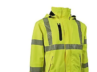 Lyngsøe regnjakke strech L - Hi-Vis Gul åndbar regnjakke i stræk kvalitet