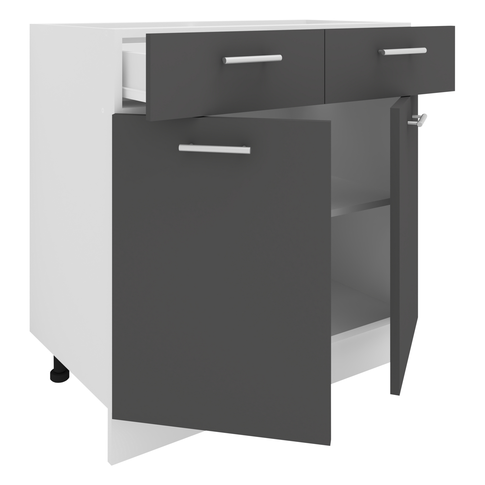 Unterschrank ESILO - weiß - anthrazit - 2 Schubkästen - 80 cm