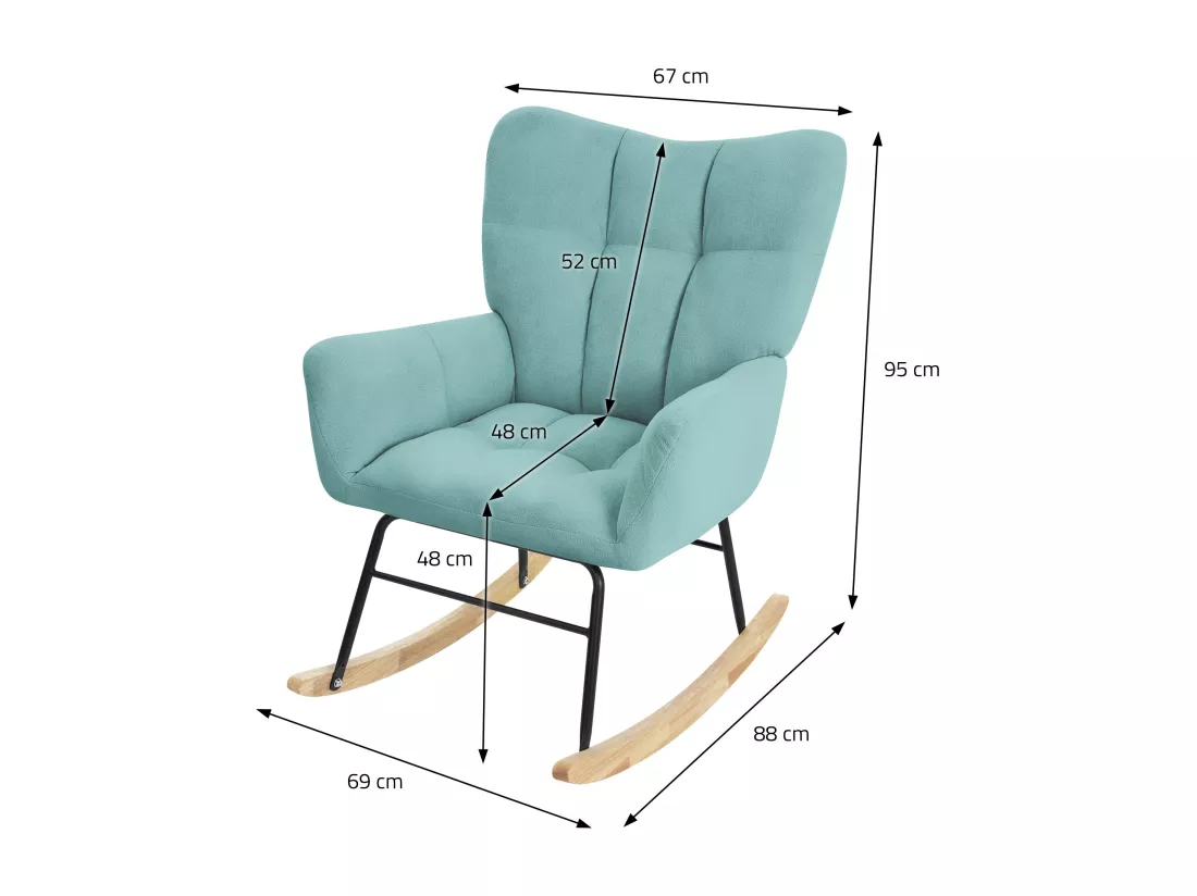 ML-Design Fauteuil à Bascule Sauge, avec Housse en Tissu Éponge, Structure en Acier à Coucher