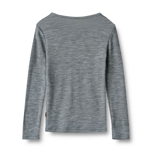 Wheat Alfie Wool T-shirt, Melange Grey, 128 cm