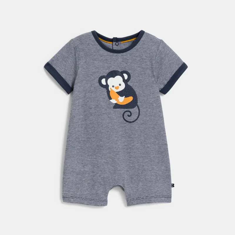 Combi courte singe bleu bébé garçon Bleu