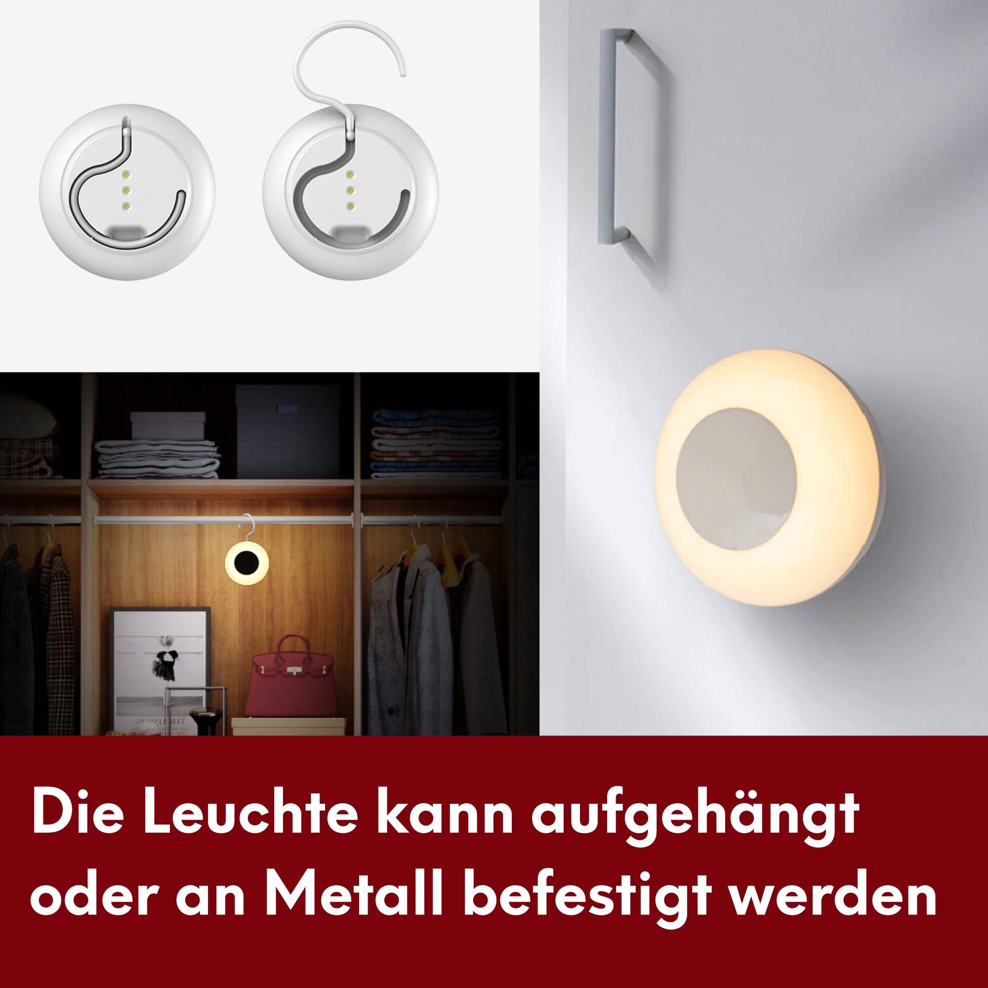 kalb | Smartphone Induktionsladegerät mit abnehmbarer magnetischer Akkuleuchte, dimmbar, Wireless Handyladegerät, Nachtlicht