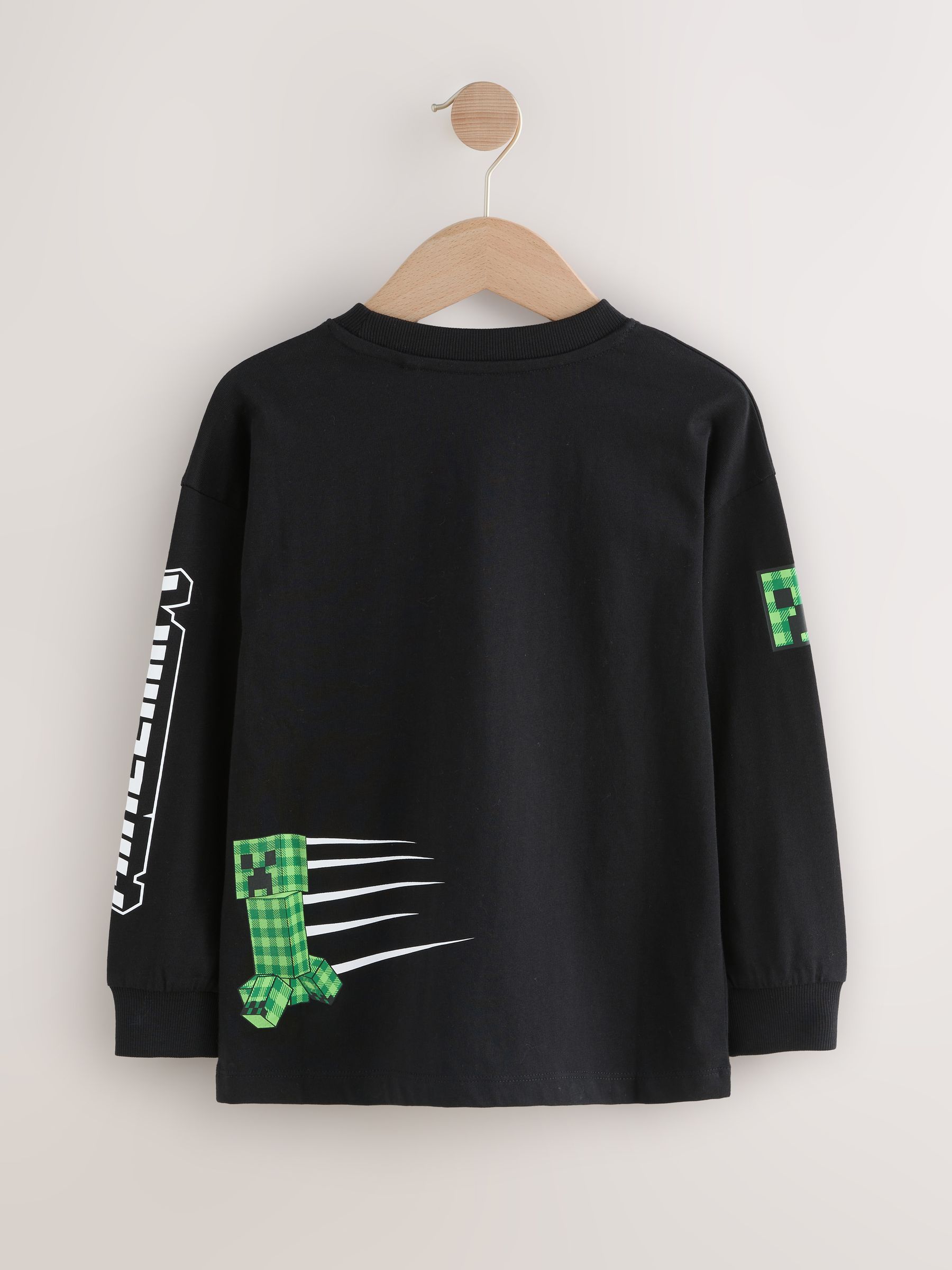 Zwart Minecraft - Kerst-T-shirt met lange mouwen (3-16jr)