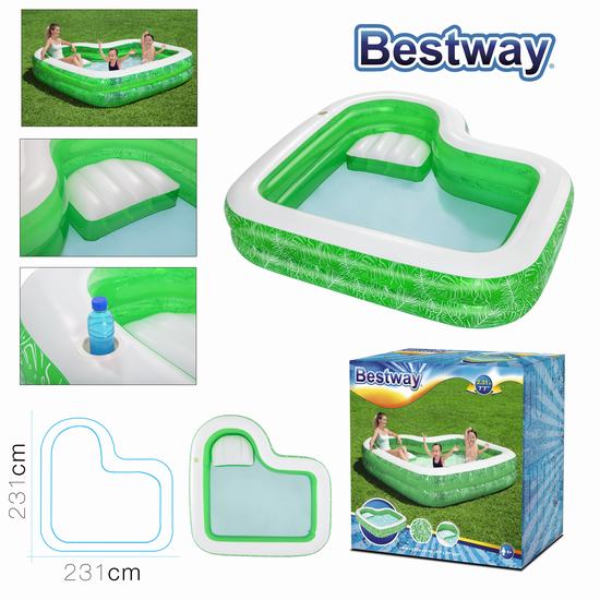 Piscina inflável Bestway 231x231x51 cm com assento estampado