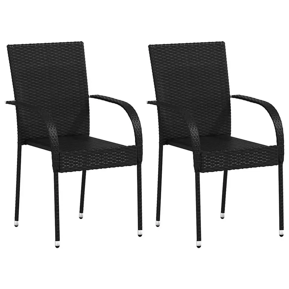 vidaXL Tuinstoelen stapelbaar 2 st poly rattan zwart