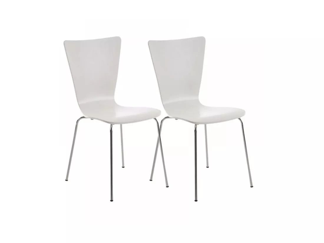 Lot de 2 Chaise de conférence - Bois & Nature - Blanc - Aaron