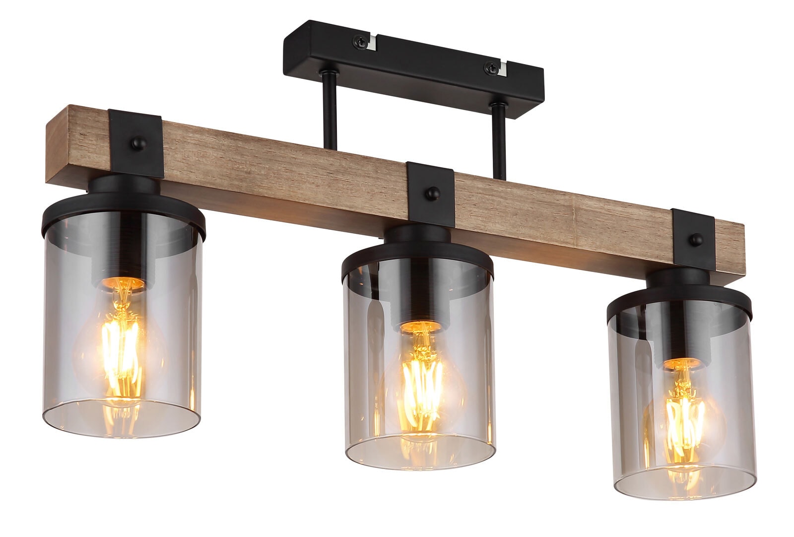 GLOBO Retrofit Deckenleuchte Lila 52x28,6 cm Holz/Rauch
