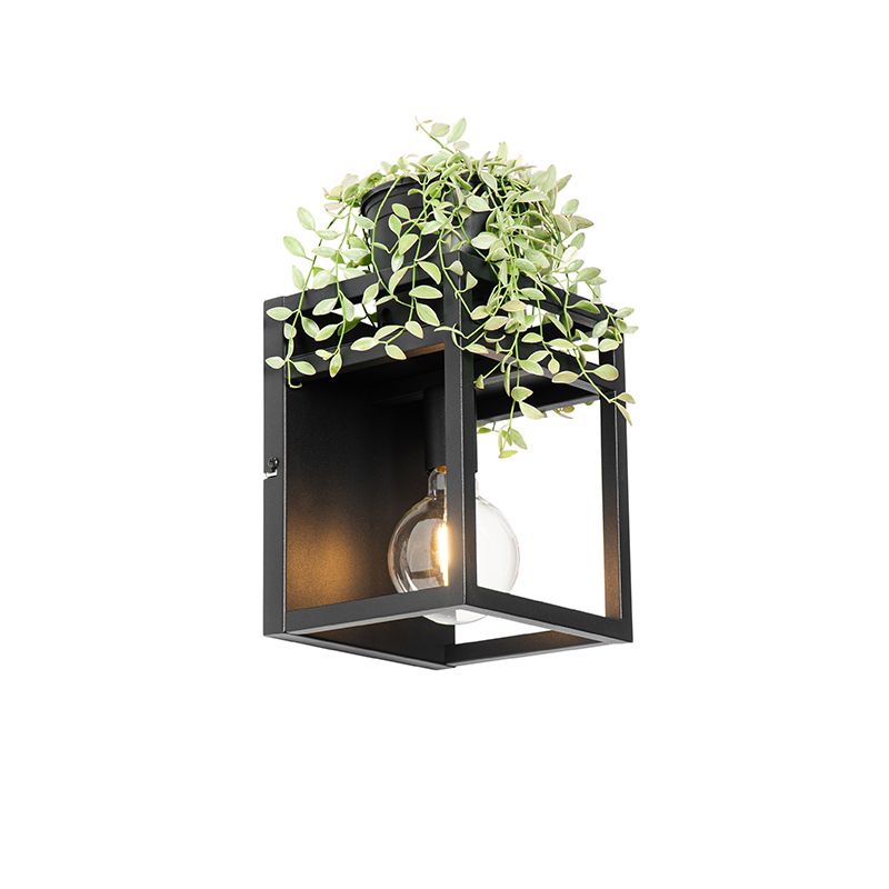 Industriële wandlamp zwart met rek - Cage Rack