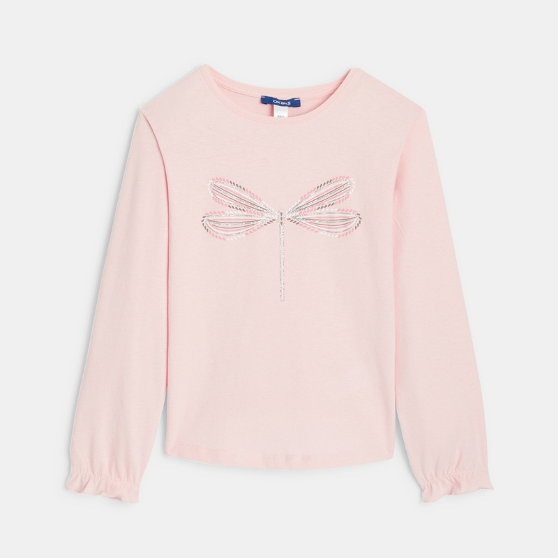 T-shirt à motif pailleté rose fille