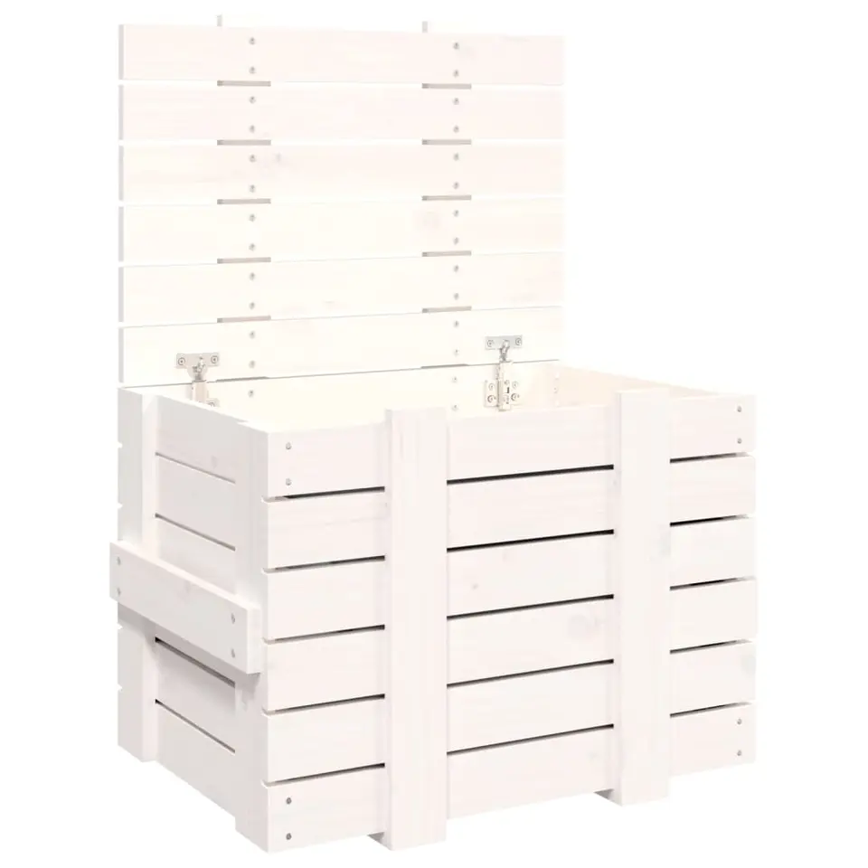 vidaXL - Opbergbox - Wit - Grenenhout - 58 x 40.5 x 42 cm