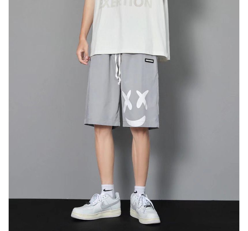 Cowpow - Mid Rise Smiley Face Print Shorts
