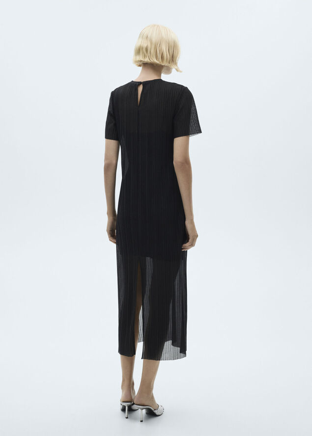 MANGO Lurex pleated dress Black