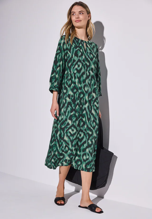 STREET ONE Midikleid Ohne Taschen 3/4 Arm mit grafischem Muster
