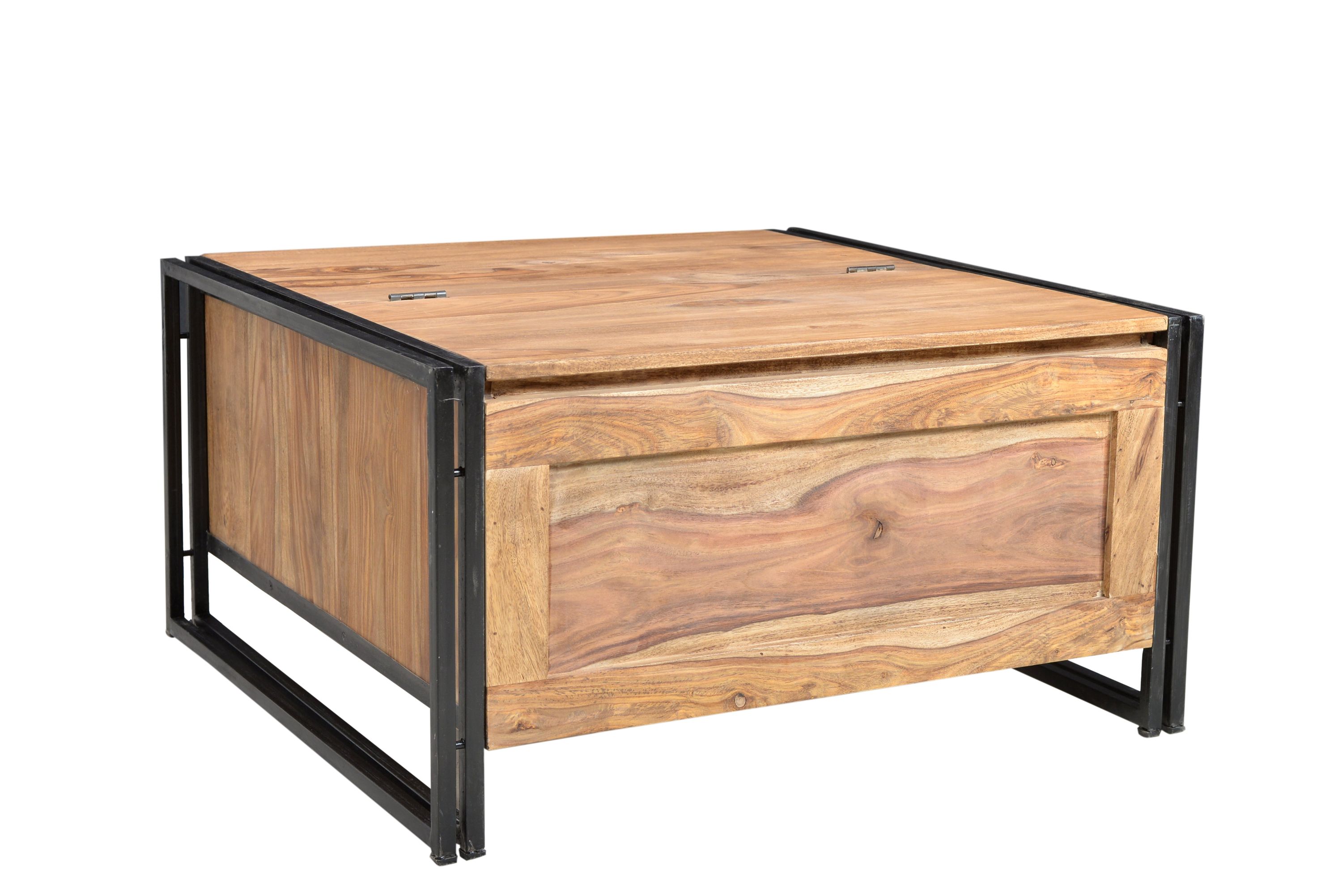 Couchtischtruhe Akazie Altmetall Couchtisch Wohnzimmer Sofa Tisch Beistelltisch