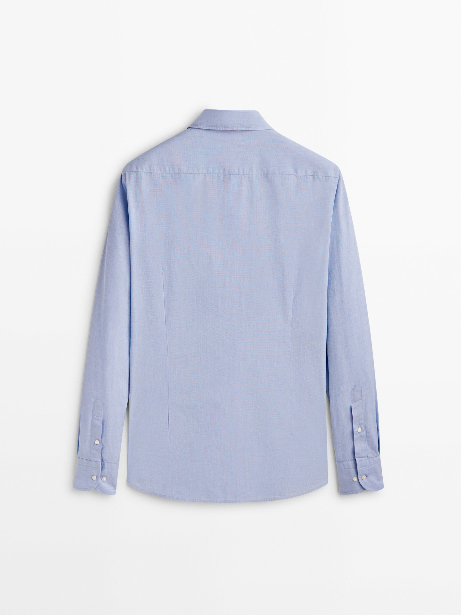 Camisa slim fit de algodão fil a fil - CELESTE