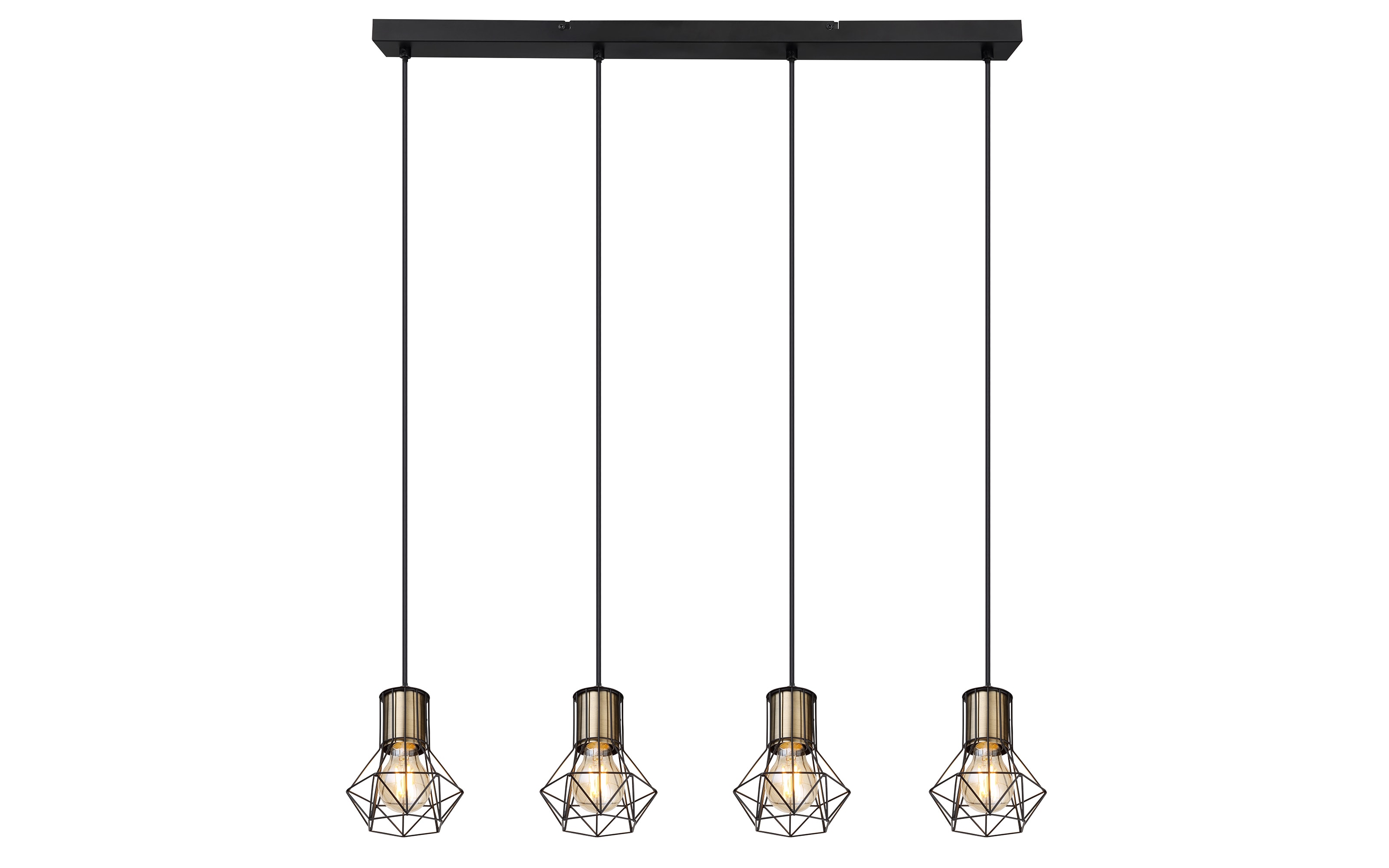 Pendelleuchte Priska, schwarz, 4-flammig, 72 cm