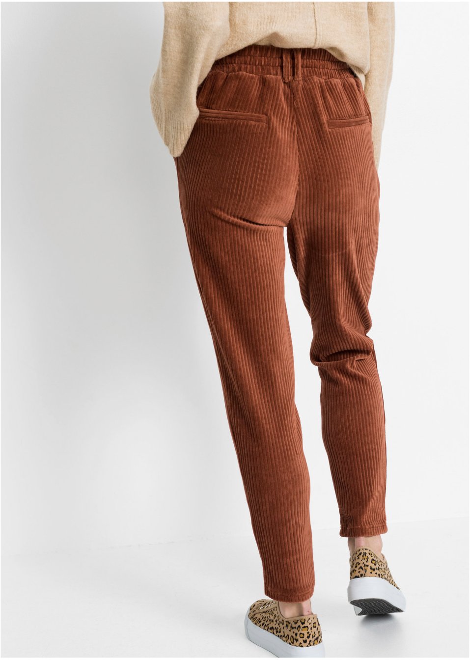 Pantalon en velours côtelé avec taille élastiquée