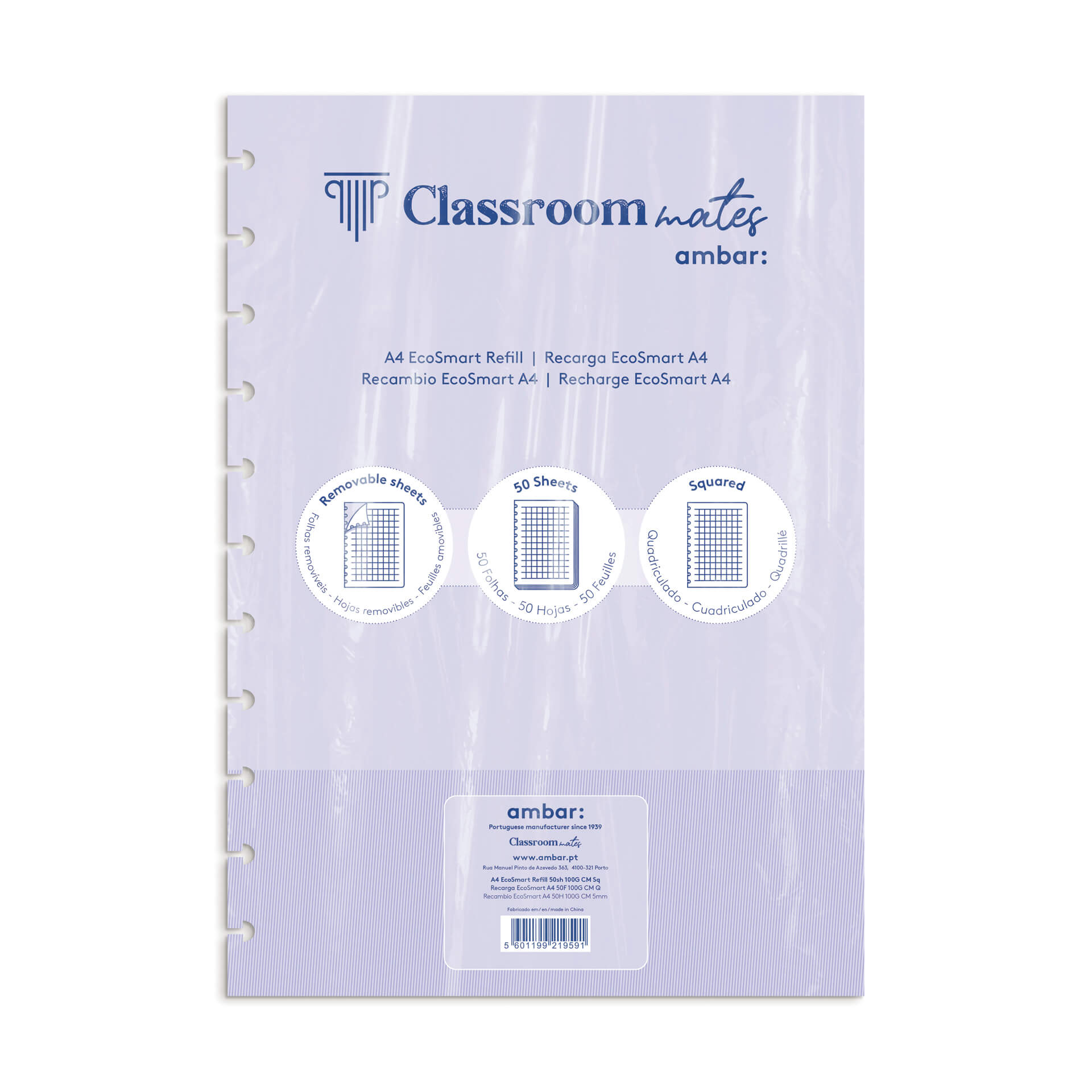 RECARGA CADERNO ECOSMART AMBAR QUADRICULADA A4 50 FOLHAS