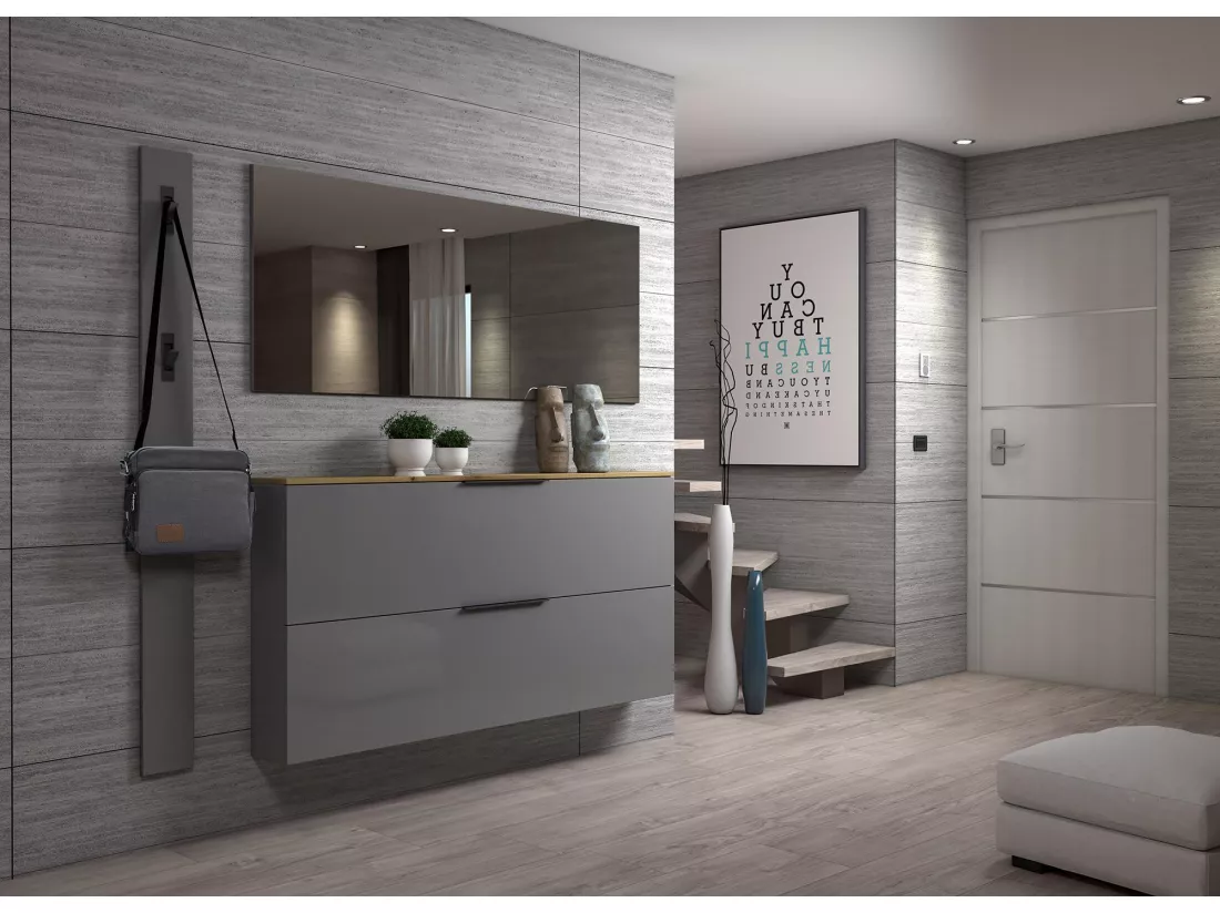 Portemanteau Dfrezzolin, Portemanteau, Surmatelas, Cintre mural, Made in Italy, 15x2h170 cm, Gris et anthracite