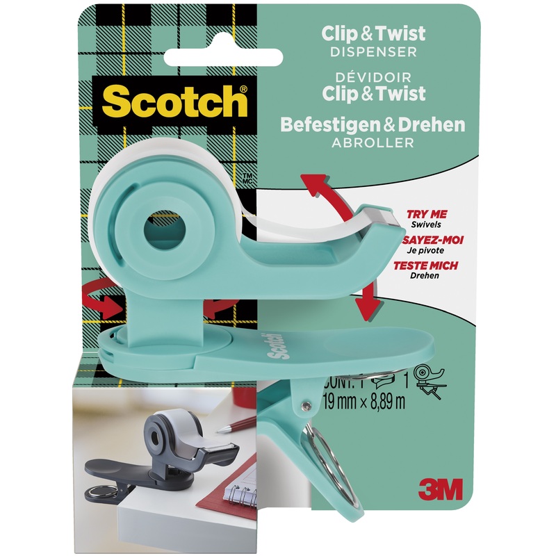 Scotch Tischabroller Clip & Twist C19, türkis