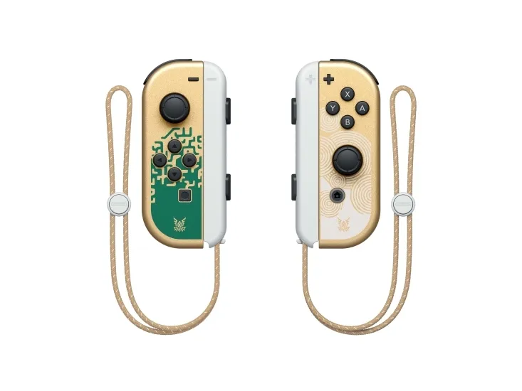 Nintendo | Switch OLED - The Legend of Zelda: Tears of the Kingdom Edition - Spilkonsol - Full HD - 64GB - Sort/Hvid| Inkl. 2 x Joy-Con (Guld/Grøn)