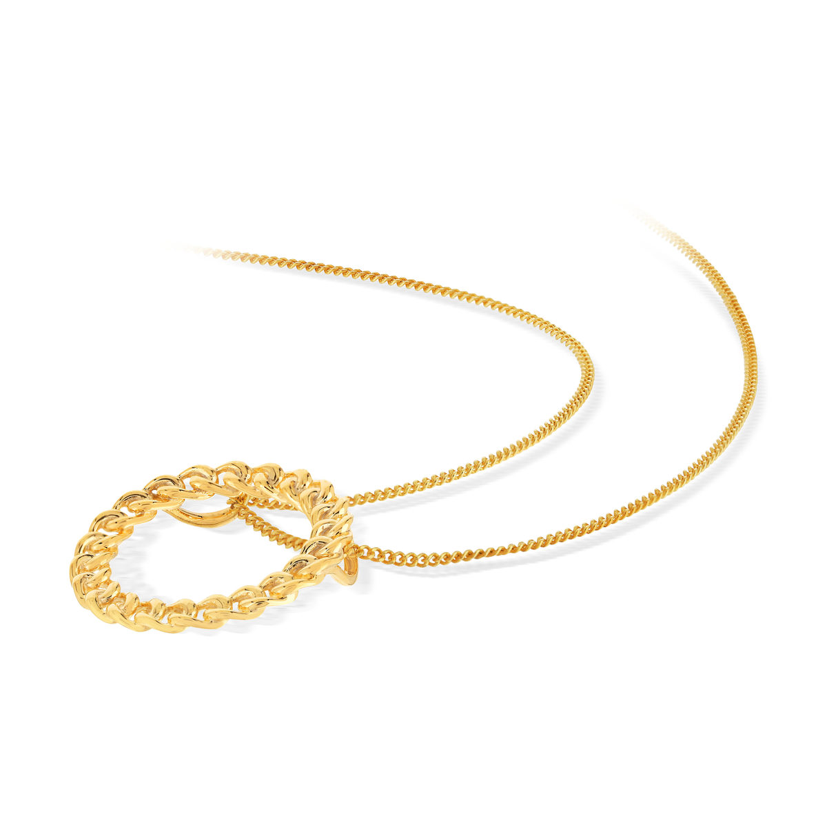 Collier or jaune 375, motif maille gourmette. Longueur 45 cm.
