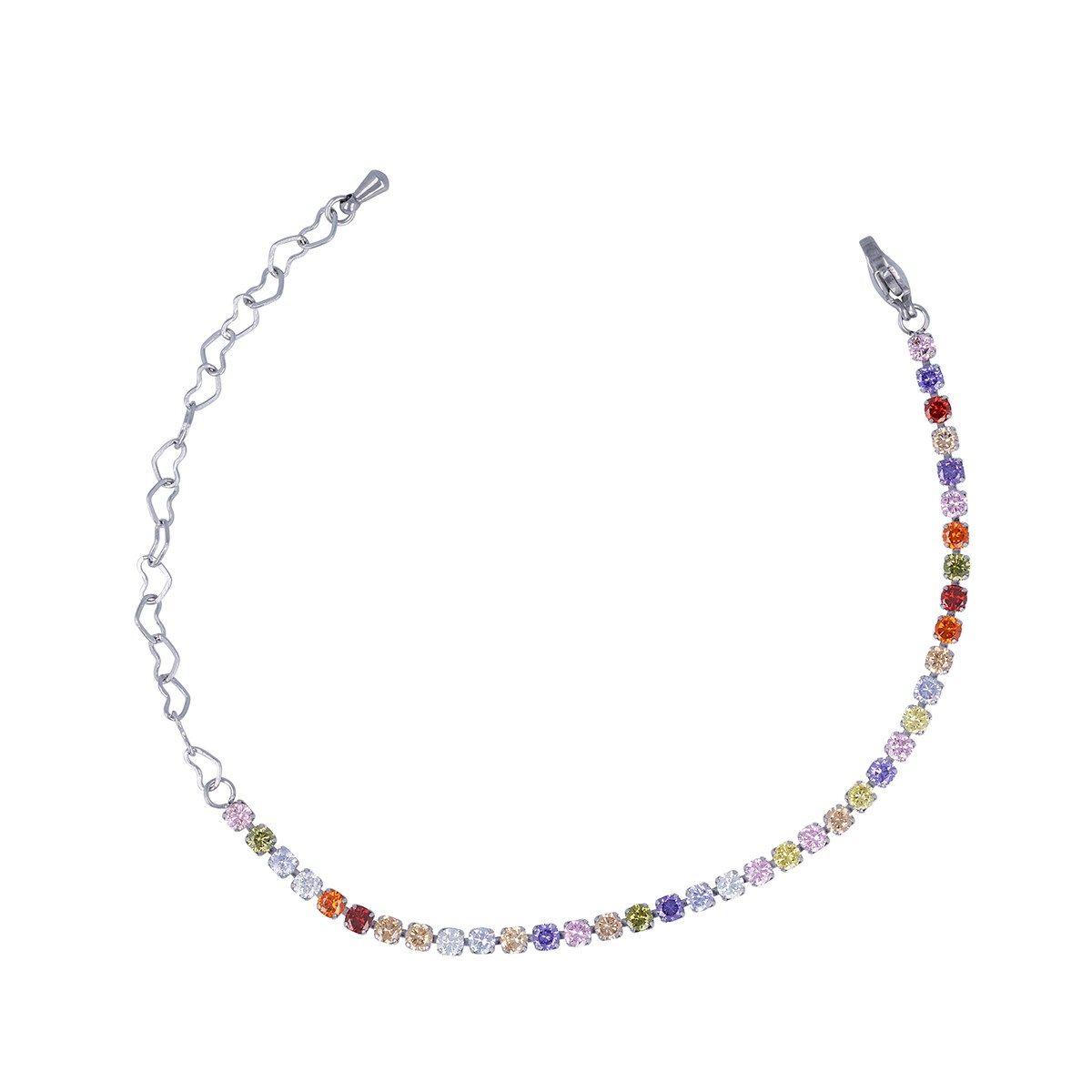 Bracelet acier coeur multicolor 12.5+7cm