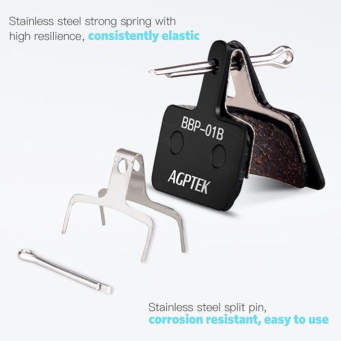 AGPTEK Bike Brake Pads, High-Performance Brake Pads, Disc Brake Pads & Spring (Semi-Metallic) for Mountain Bike Disc Brakes,Bike Pads Compatible with TRP Tektro Shimano Deore Br