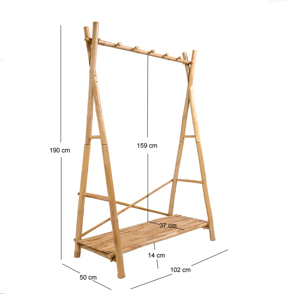 Massief houten garderobe/kledingrek
