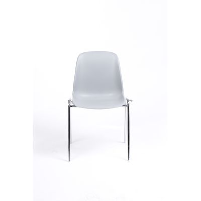 Chaise CHARLOTTE - pieds chromés avec accroches - gris clair