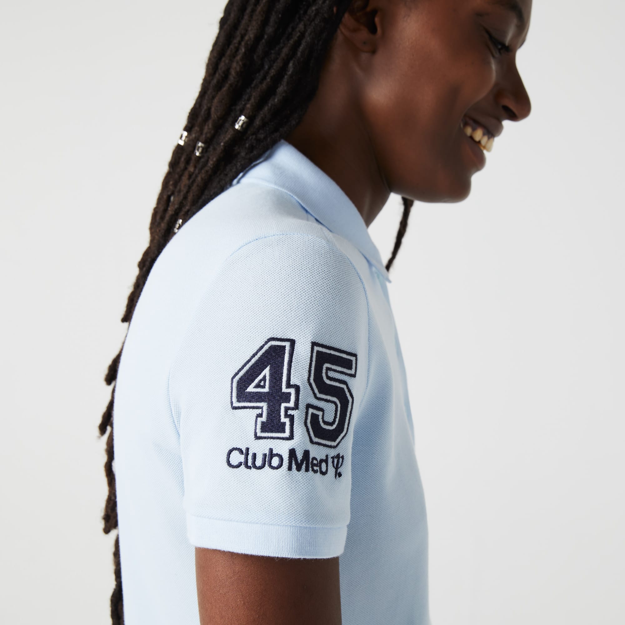 Polo Lacoste x Club Med en coton uni Manches Courtes - Bleu - Lacoste - Femme