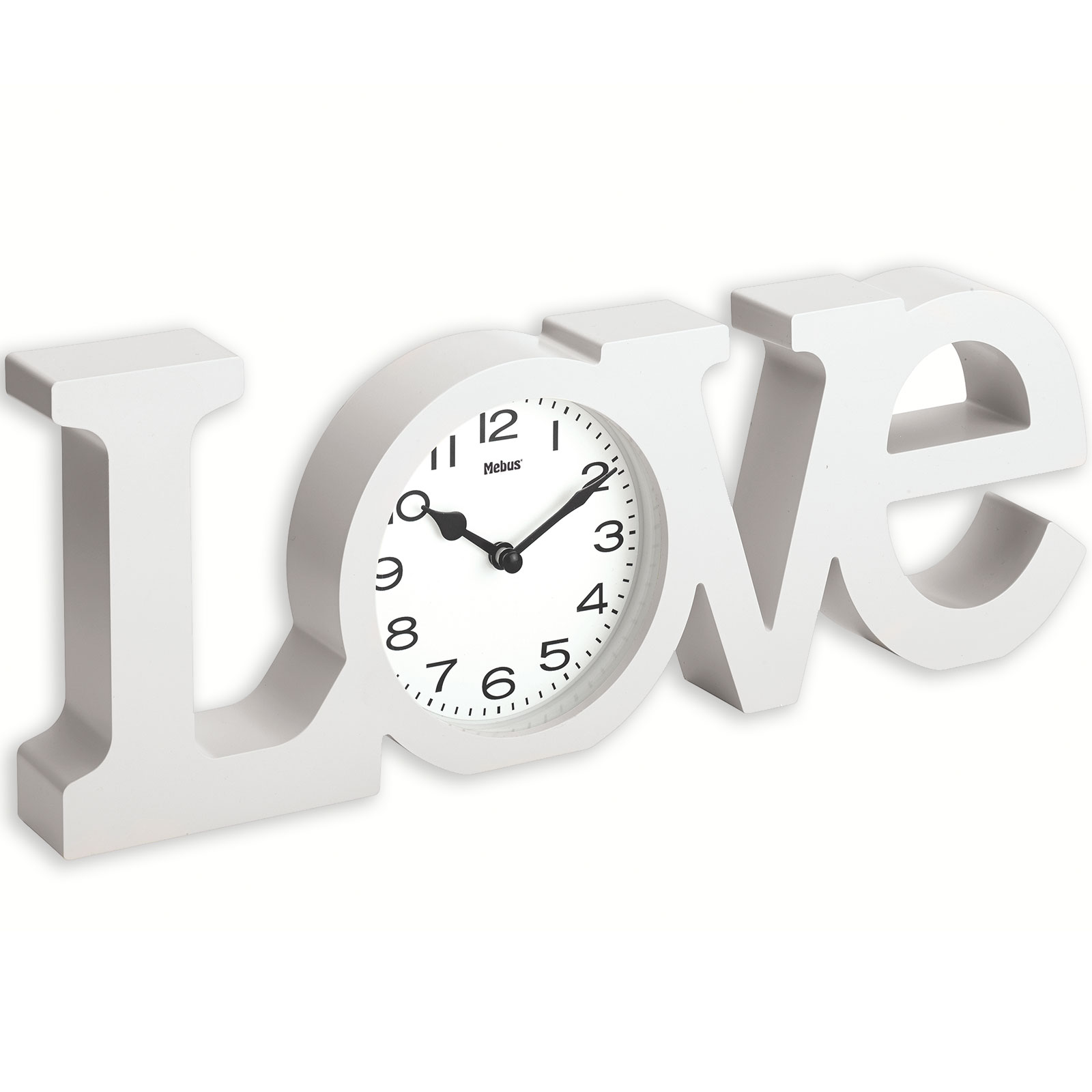 Quarz-Tischuhr - weiß - LOVE-Schriftzug