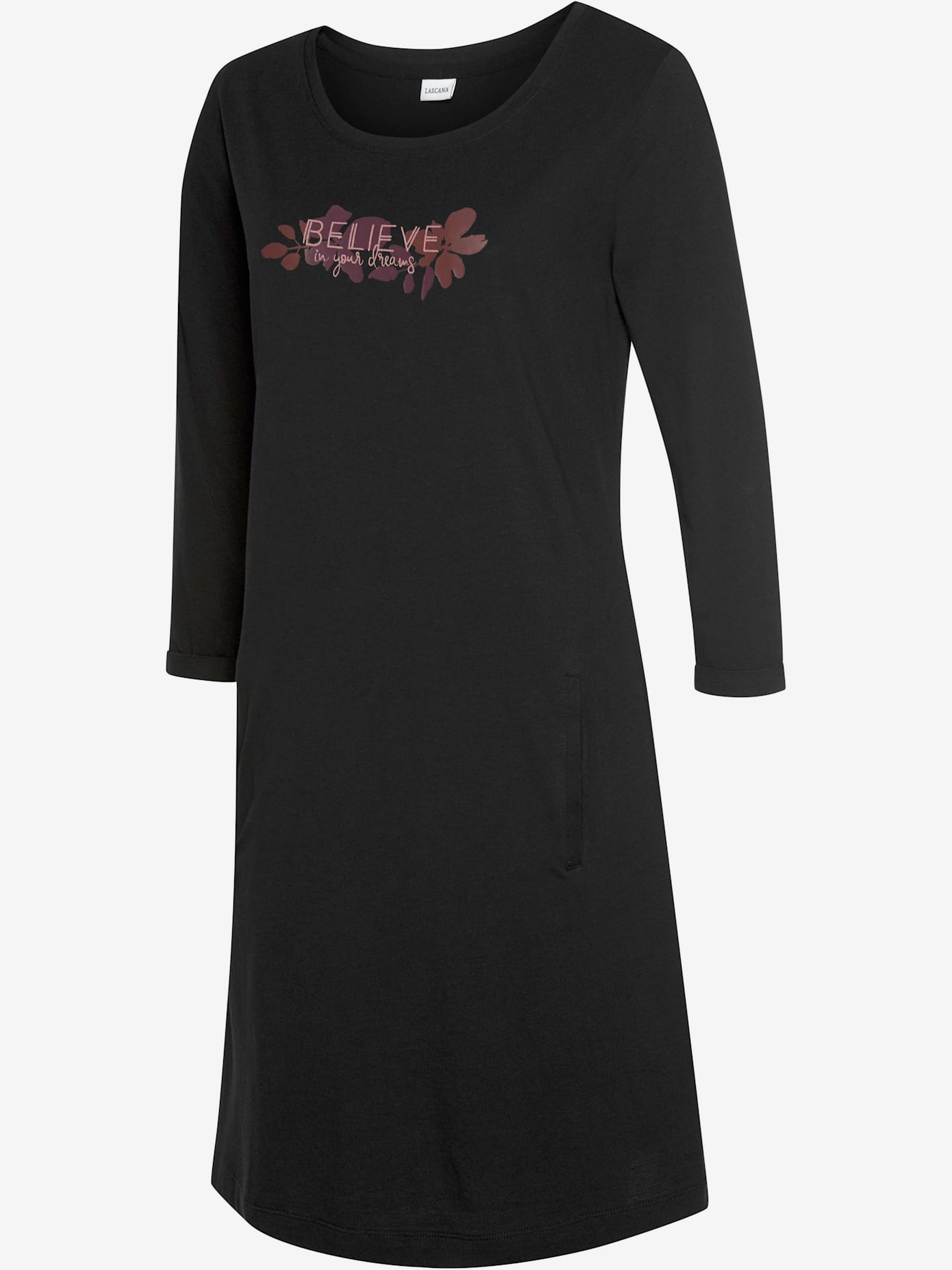 Chemise de nuit robe de nuit courte à manches 3/4