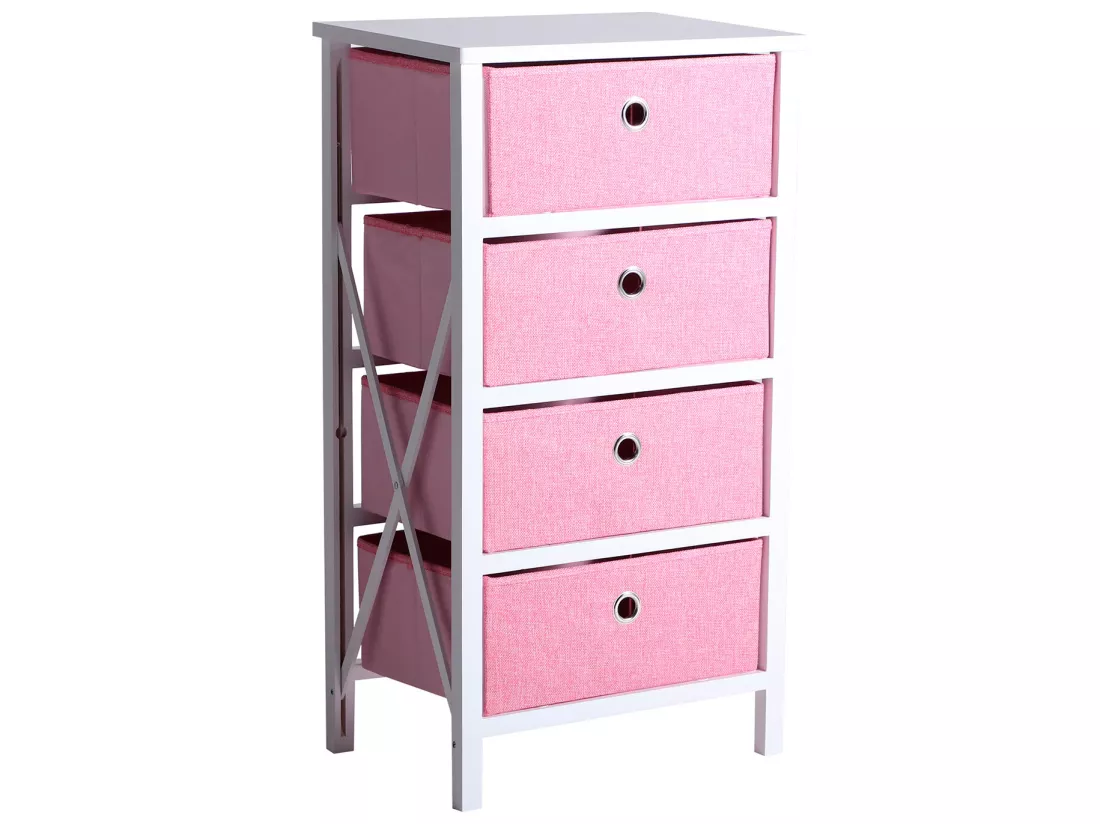Chiffonier en bois mdf rose 41x32x77 cm